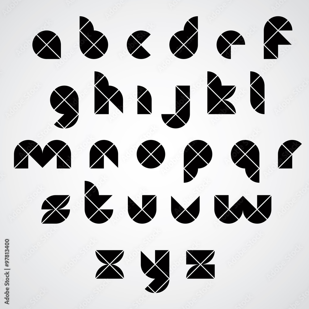 Poster digital style simple geometric font made with rhombuses.