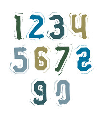 Creative handwritten colorful numbers set from 0 to 10, vector 