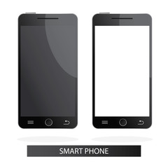 Modern vector illustration of realistic smart phones on white ba