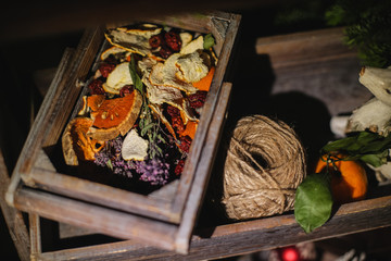 Decorated Christmas tree on  blurred