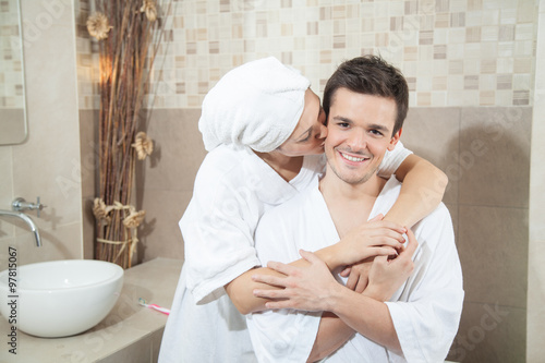 Man Kissing His Woman In Bathroom Stock Photo And Royalty Free Man Kissing His Woman In Bathroom