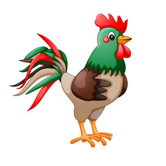 Cartoon rooster isolated on white background