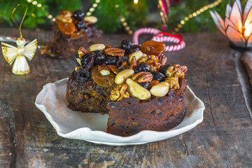 Traditional Christmas fruit and nut cake 