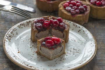 Traditional pork pie with cranberry topping