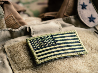 Green U.S. Flag On The Bulletproof Vest