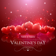 Happy Valentine's day message, floating hearts vector background.