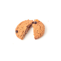 Chocolate cookie biscuits isolated on white background