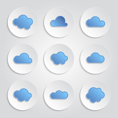 Abstract icons - set of blue clouds