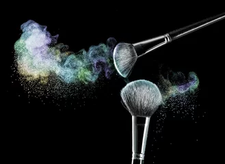 Poster makeup brushes with powder © Artem Mykhailichenko