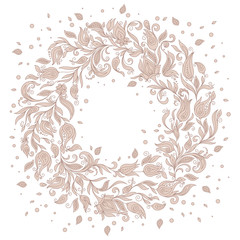 Hand Drawn Ornament with Floral Wreath