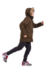 Length running child isolated on white