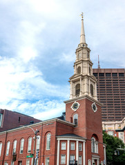 Fototapeta premium Park Street Church on the Freedom Trail Boston Massachusetts USA