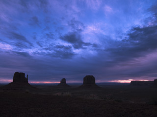 Dawn breaks over Monument Valley National Monument.