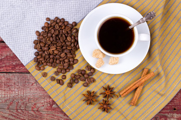 Black coffee, cinnamon and cane sugar