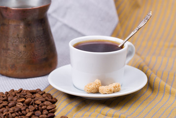 Black coffee and cane sugar