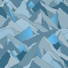 Crédence de cuisine en verre imprimé Montagnes modèle sans couture avec des montagnes