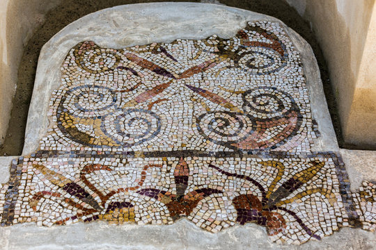 Ancient mosaic. Roman ruins of Italica. Santiponce. Sevilla. Spain.