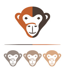 Vector sign monkey face - design template.