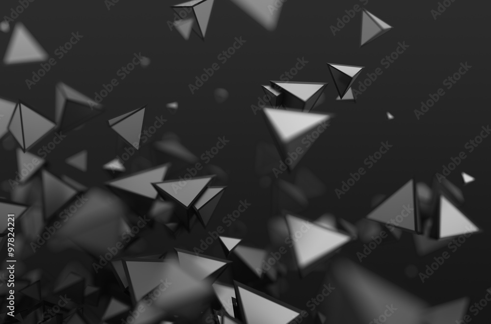 Aufkleber abstract 3d rendering of flying shapes.