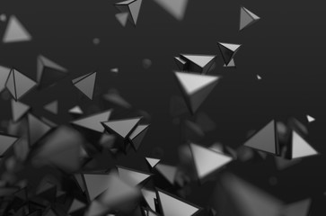 Abstract 3D Rendering of Flying Shapes.