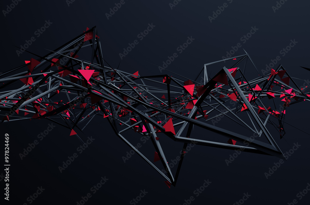 Poster abstract 3d rendering of chaotic structure.