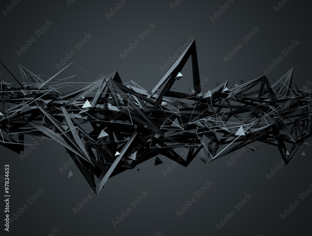 Poster abstract 3d rendering of chaotic structure.