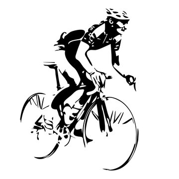 Cyclist, cycling vector drawing