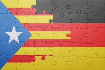 puzzle with the national flag of catalonia and germany