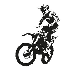 Motocross rider. Vector silhouette