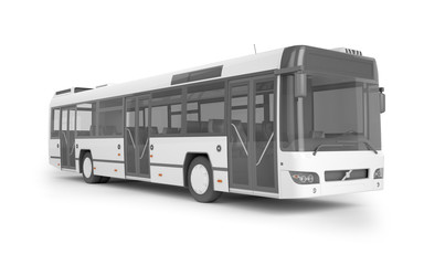 Bus mock up on white background, 3D illustration