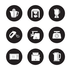 Kitchen electronics icons set