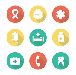 Medical flat design icons set