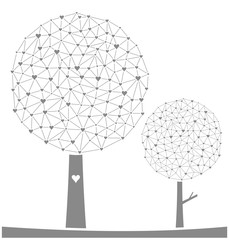 Illustration with trees. Vector, hearts © photoidea