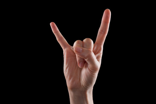 Human hand gesture isolated. Rock sign.
