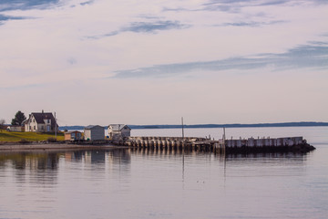 Obraz premium Fishing pier waiting for the lobster boats,Bayswater, Nova Scotia