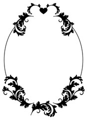 Round black and white frame with Cupid silhouette