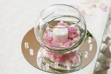 Detail of the wedding decoration on the table