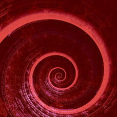 Weird red fractal spiral. Shiny creative design. Digital idea.