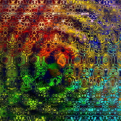 Weird colorful psychedlic pattern. Many molten forms. Splat.