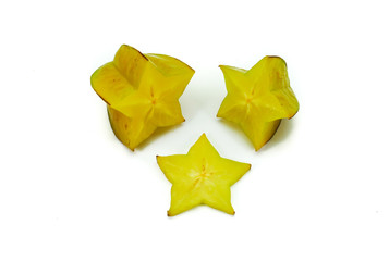 Obraz premium Sliced Star Fruit Carambola (Averrhoa Carambola) star shaped tropical fruit with crispy and juicy pulp