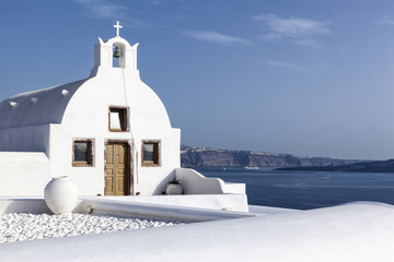 Typical white church in Santorini