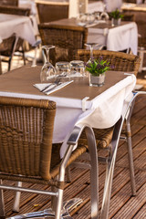Cozy Restaurant tables ready for service