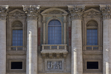 Fototapeta na wymiar Close up of the Vatican Balcony where Pope stands, in St.Peter Square, Rome