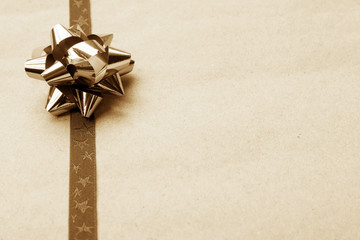 Gift Wrapped Vintage Bow and Ribbon on Plain Paper