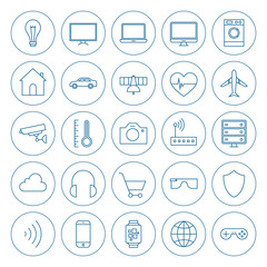 Line Circle Internet of Things Icons Set