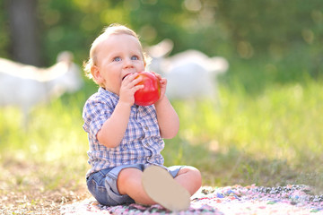 Portrait of a boy in the summer outdoors