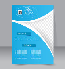 Template for brochure or flyer. Editable A4 poster for business, education, presentation, website, magazine cover. Blue color.