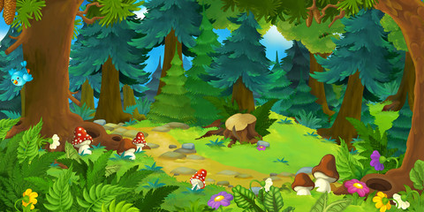 Cartoon background of a forest - illustration for the children © agaes8080