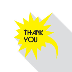 Thank you vector speech bubble in flat design with shadow icons