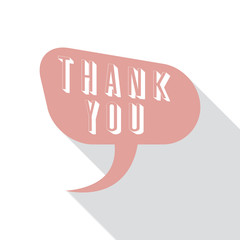 Thank you vector speech bubble in flat design with shadow icons